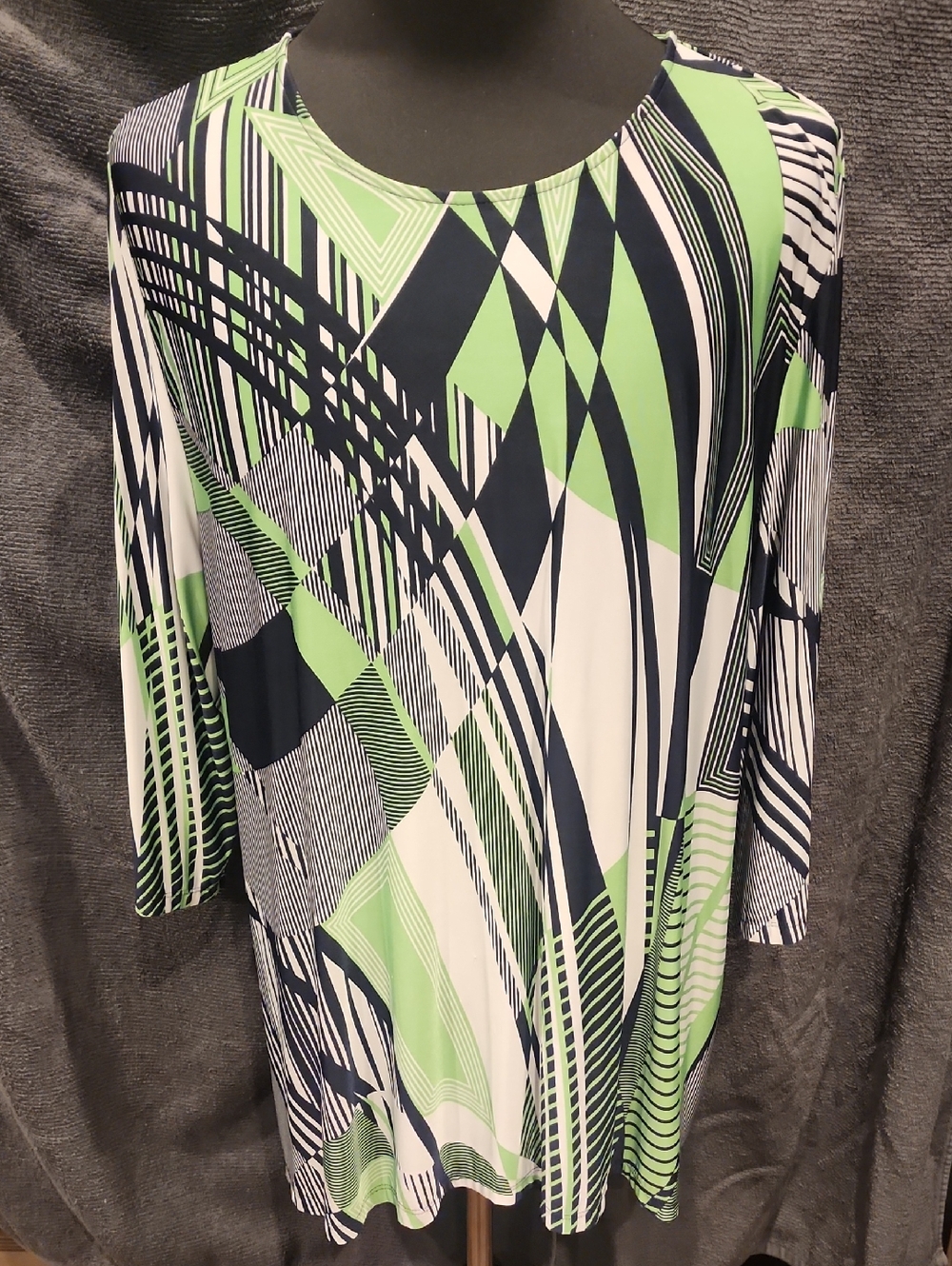 Southern Lady Navy, Green & White Geometric Tunic